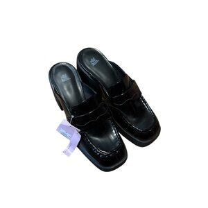 New WILD FABLE Eileen Black Mule Mary Jane Chunky Block Platform Black